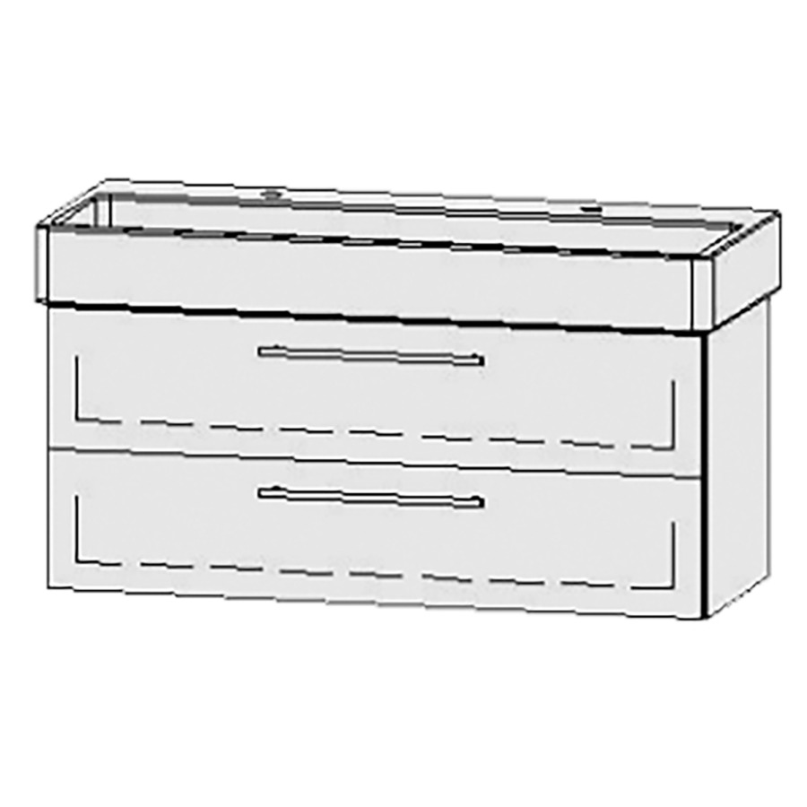 Élément inférieur  Vanity Vero/Vero Air
115 x 50 x 45 cm
élément de tiroir, 2&nbsp;tiroirs
avec Blumotion
sans cache-siphon
pour lavabo