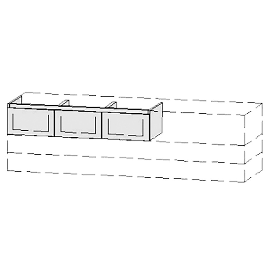 Élément inférieur  Vanity Bocco Style
120-200 x 25-55 x 40-55 cm
3&nbsp;éléments de tiroir, 1&nbsp;tiroir chacune
avec Blumotion
2 caches-siphon