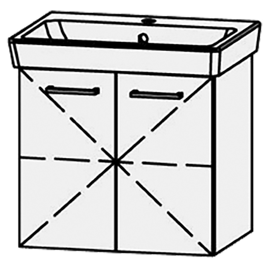 Élément inférieur  Procasa Uno 
53.8 x 50 x 41 cm
armoire de tablette, 2&nbsp;portes avec Blumotion
1&nbsp;tablette réglable
pour lavabo 291189