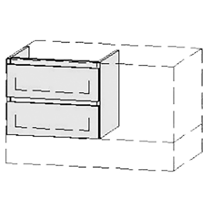 Élément inférieur  Vanity Bocco Style
50-90 x 33.5-55 x 40-55 cm
élément de tiroir, 2&nbsp;tiroirs
avec Blumotion
2 caches-siphon