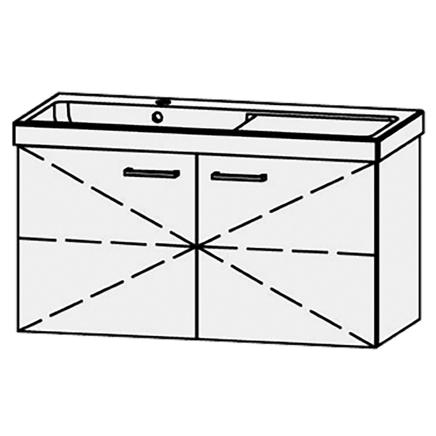 Élément inférieur  Procasa Uno 
98 x 50 x 44.8 cm
armoire de tablette, 2&nbsp;portes avec Blumotion
1&nbsp;tablette réglable
pour lavabo 291193, lavabo à gauche