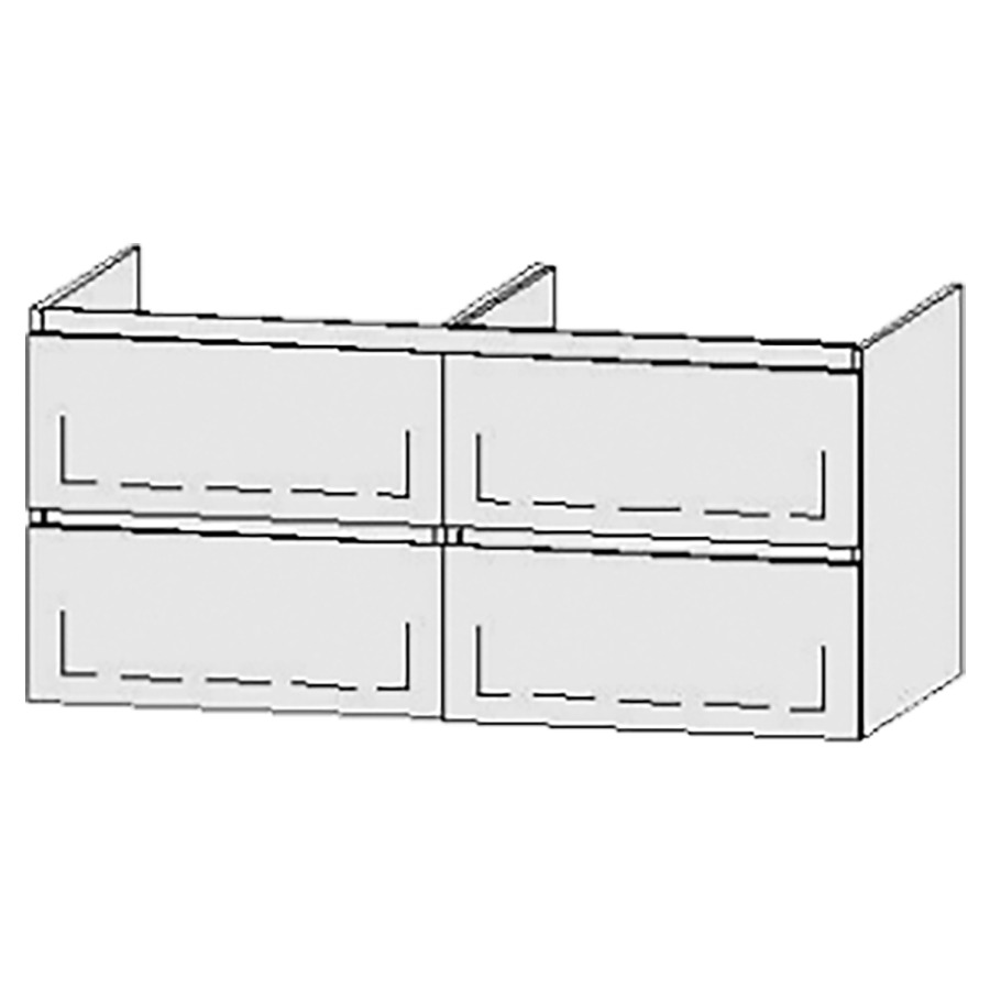 Élément inférieur  Vanity Bocco Style
120 x 55 x 55 cm
2&nbsp;éléments de tiroir, 2&nbsp;tiroirs chacune
avec Blumotion
2 caches-siphon