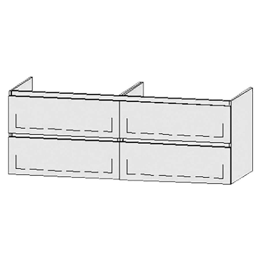 Élément inférieur  Vanity Bocco Style
150 x 55 x 55 cm
2&nbsp;éléments de tiroir, 2&nbsp;tiroirs chacune
avec Blumotion
2 caches-siphon