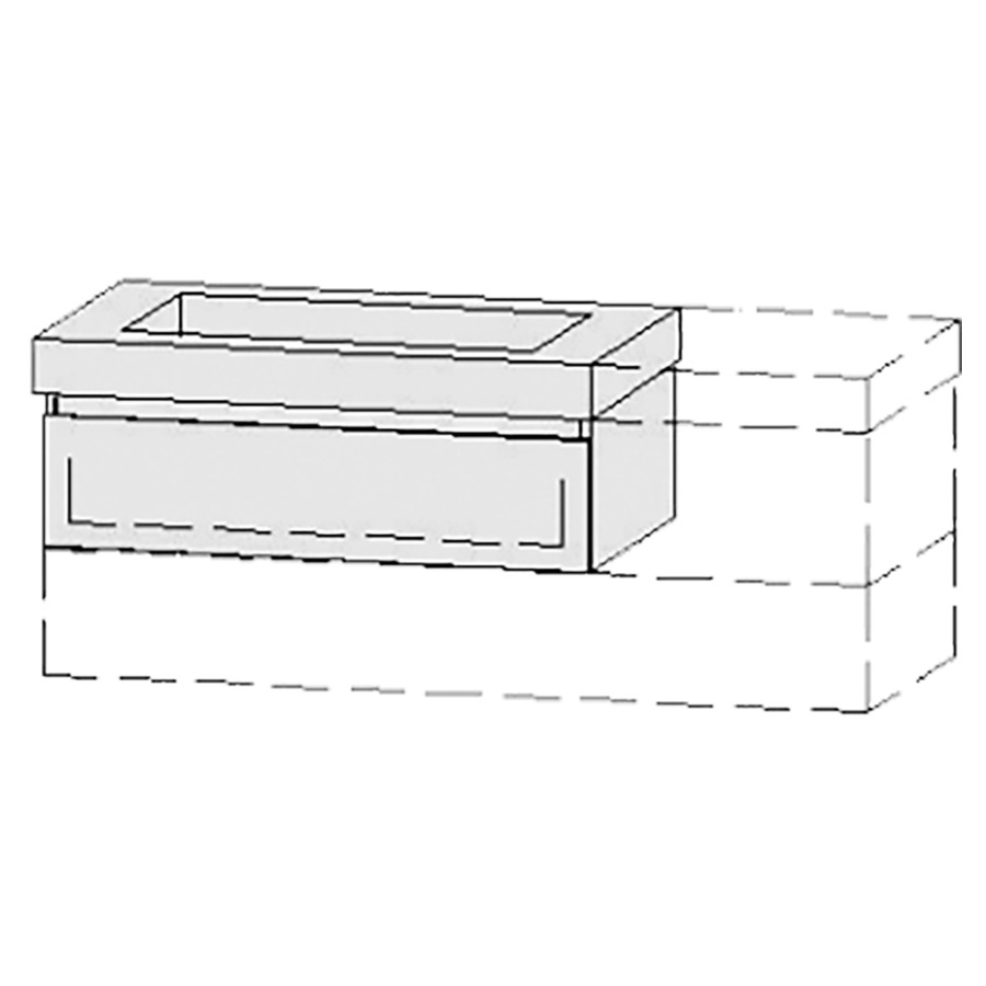 Élément inférieur  Vanity Keramik Style 
96-131 x 40 cm
élément de tiroir, 1&nbsp;tiroir
avec fonction Blumotion, pour 1&nbsp;lavabo
1 cache-siphon