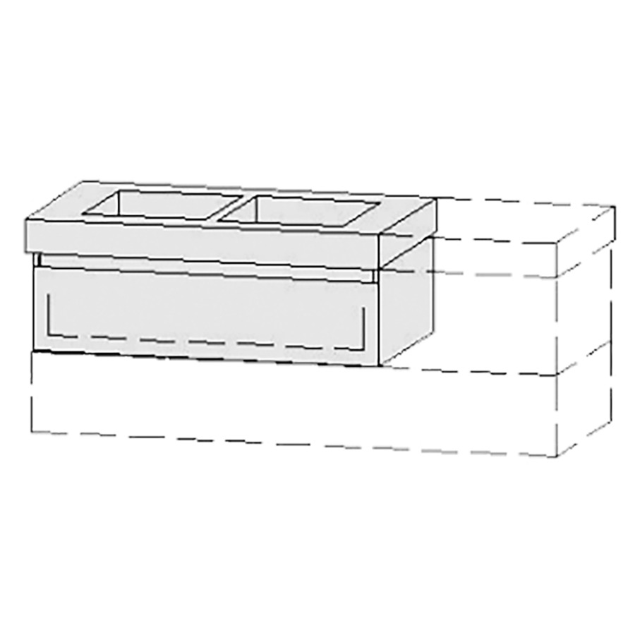 Élément inférieur  Vanity Keramik Style
96-131 x 40 cm
élément de tiroir, 1&nbsp;tiroir
avec Blumotion
pour 2&nbsp;lavabos
2 caches-siphon