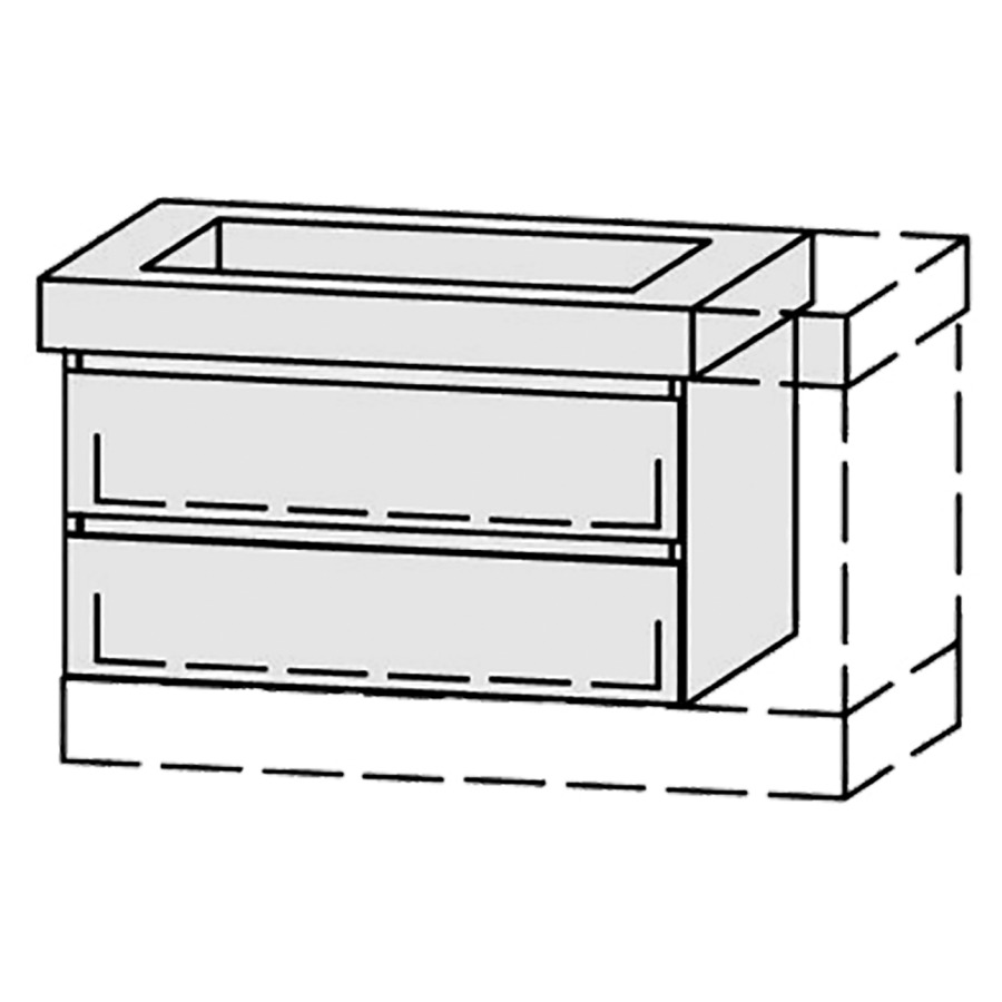 Élément inférieur  Vanity Keramik Style 
76-95 x 55 cm
élément de tiroir, 2&nbsp;tiroirs
avec fonction Blumotion, pour 1&nbsp;lavabo
1 cache-siphon