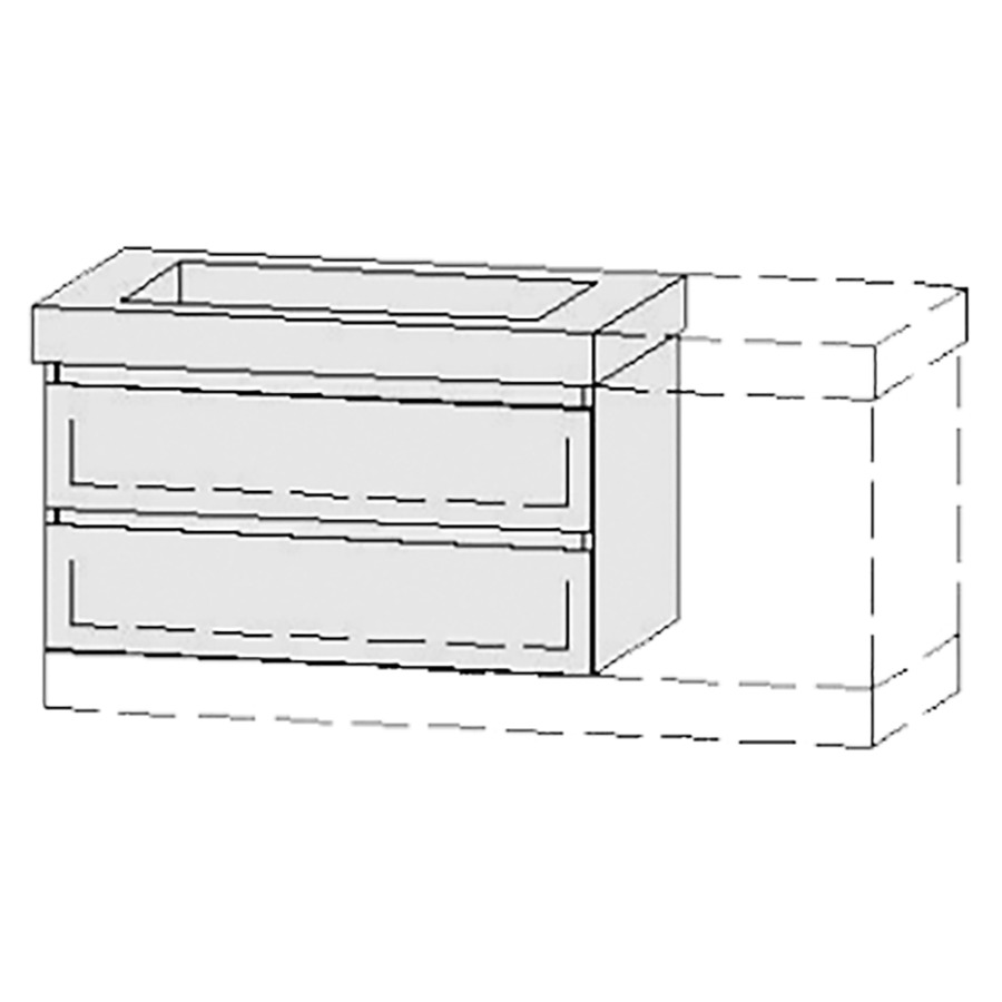 Élément inférieur  Vanity Keramik Style 
96-131 x 55 cm
élément de tiroir, 2&nbsp;tiroirs
avec fonction Blumotion, pour 1&nbsp;lavabo
1 cache-siphon