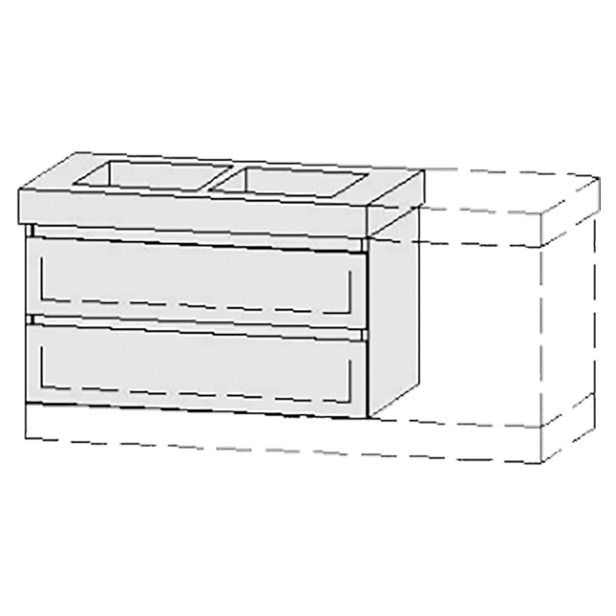 Élément inférieur  Vanity Keramik Style 
96-131 x 55 cm
élément de tiroir, 2&nbsp;tiroirs
avec fonction Blumotion, pour 2&nbsp;lavabos
2 caches-siphon