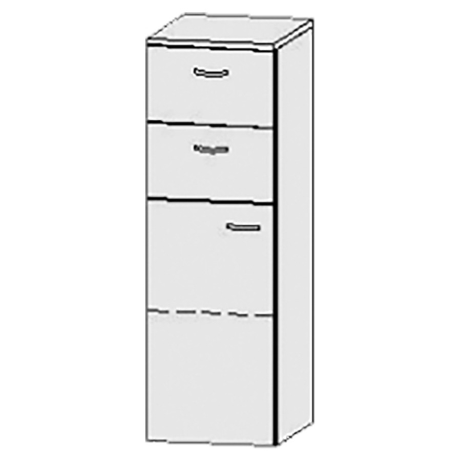 Armoire mi-haute Vanity Keramik 
30 x 92.9 x 33 cm
2&nbsp;tiroirs, 1&nbsp;porte, charnière à gauche
1&nbsp;tablette
avec Blumotion
avec plat. de finition 1.6 cm