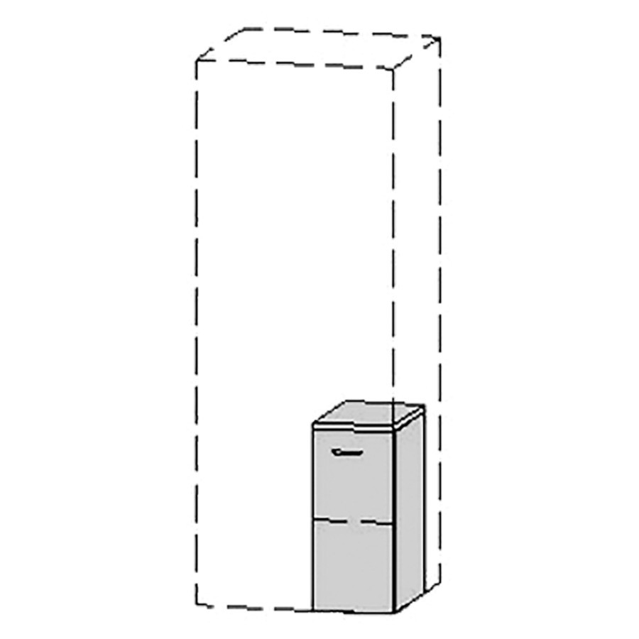 Armoire mi-haute Vanity Keramik 
20-50 x 45-135 x 20-45 cm
1&nbsp;porte, charnière à droite
Nombre de tablettes selon liste
avec Blumotion
avec plat. de finition 1.6 cm