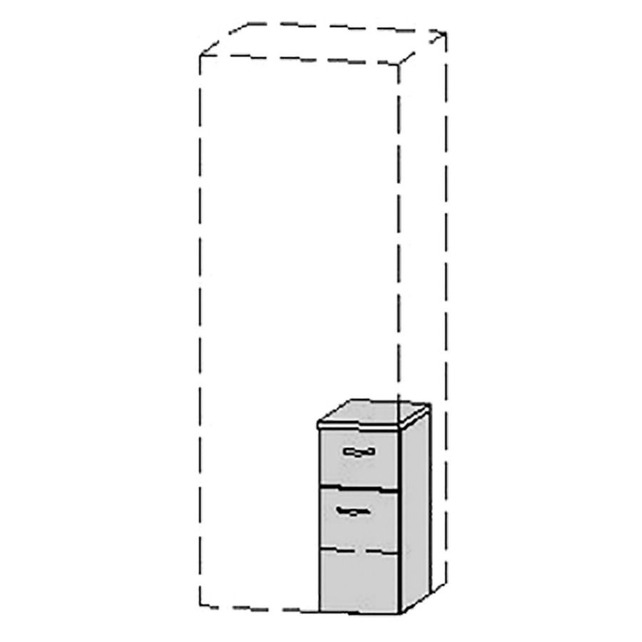 Armoire mi-haute Vanity Keramik 
20-50 x 45-135 x 32-45 cm
1&nbsp;tiroir, 1&nbsp;porte, charnière à droite
Nombre de tablettes selon liste
avec Blumotion
avec plat. de finition 1.6 cm