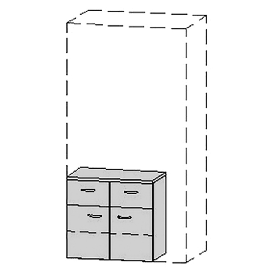 Armoire mi-haute Vanity Keramik 
50-70 x 45-135 x 32-45 cm
2&nbsp;tiroirs, 2&nbsp;portes, 
Nombre de tablettes selon liste
avec Blumotion
avec plat. de finition 1.6 cm