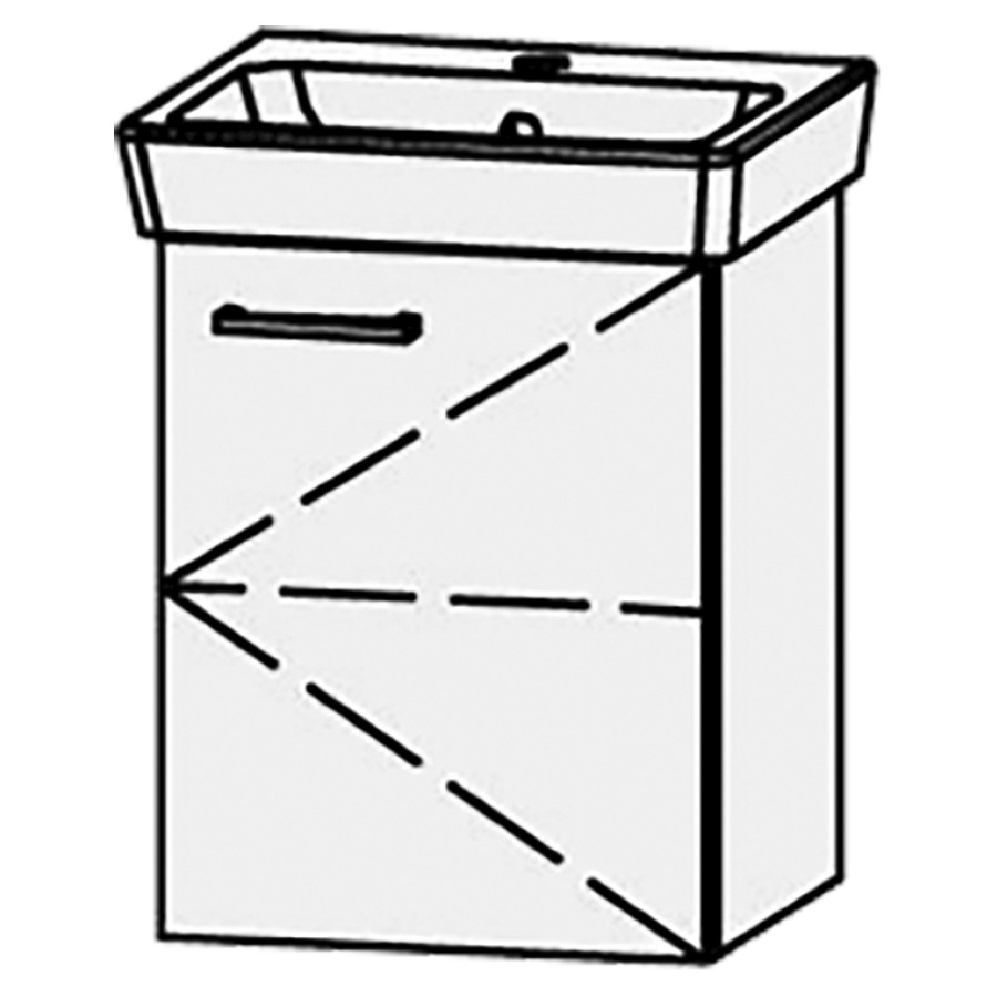 Élément inférieur  Procasa Uno 
39.8 x 50 x 35.5 cm
armoire de tablette, 1&nbsp;porte avec Blumotion
charnière à droite, 1&nbsp;tablette réglable
pour lavabo 291185
