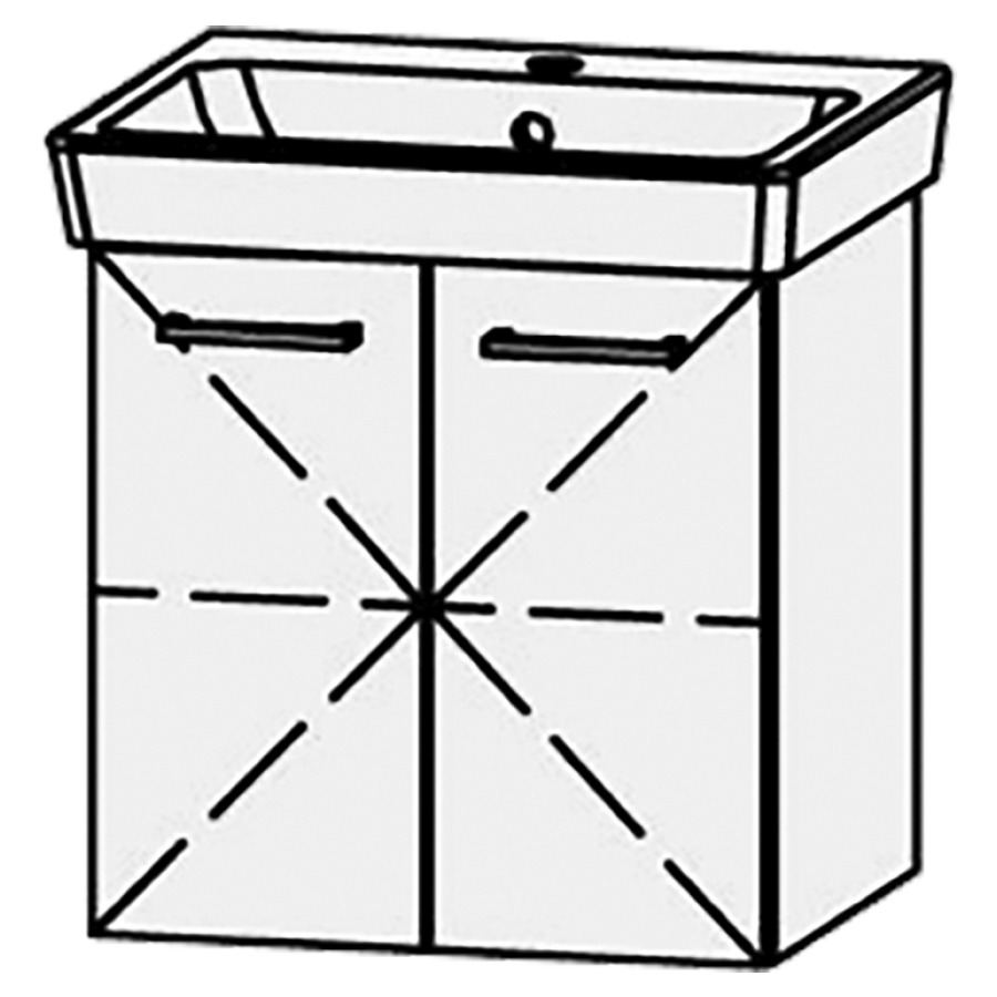 Élément inférieur  Procasa Uno 
48.8 x 50 x 41 cm
armoire de tablette, 2&nbsp;portes avec Blumotion
1&nbsp;tablette réglable
pour lavabo 291187
