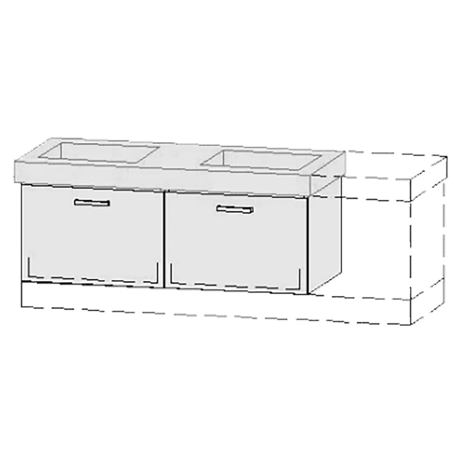 Élément inférieur  Vanity Keramik 
126-156 x 50 cm
2&nbsp;éléments de tiroir, 1&nbsp;tiroir chacune
avec fonction Blumotion, pour 2&nbsp;lavabos
sans cache-siphon