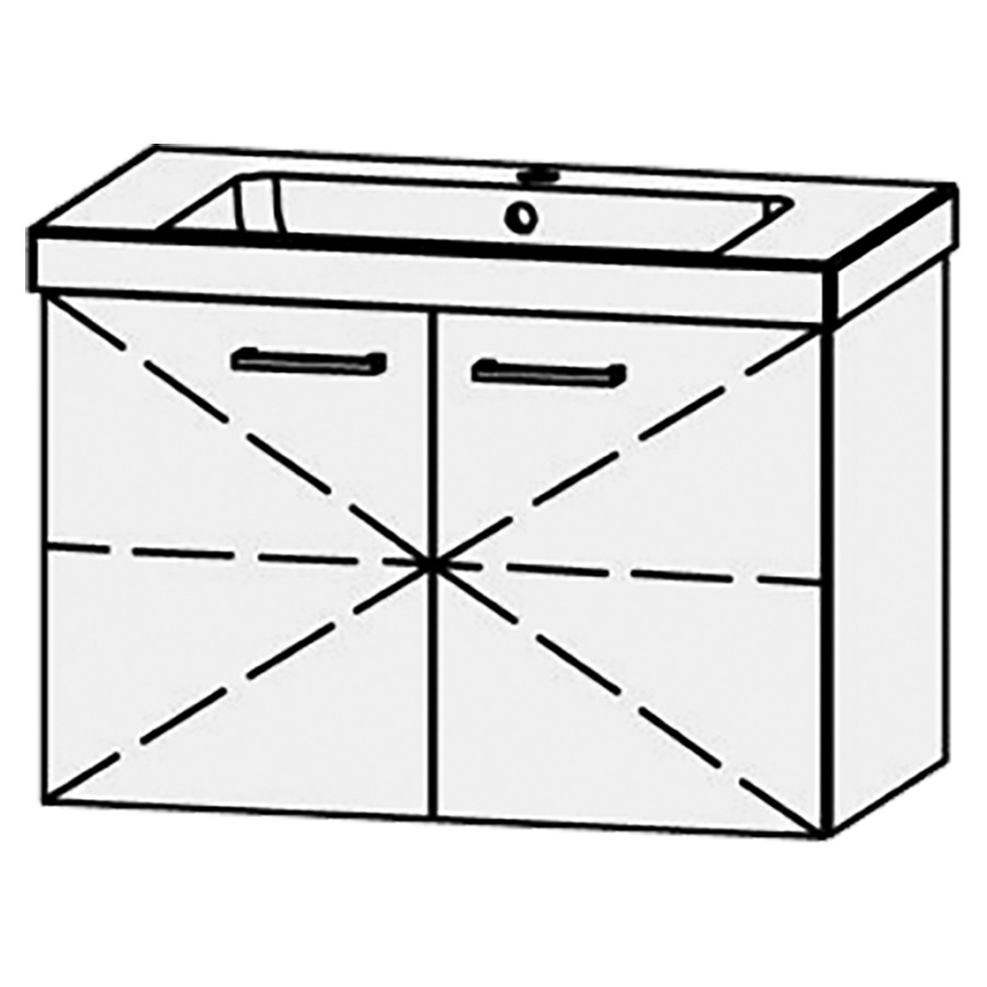 Élément inférieur  Procasa Uno 
78 x 50 x 44.8 cm
armoire de tablette, 2&nbsp;portes avec Blumotion
1&nbsp;tablette réglable
pour lavabo 291190