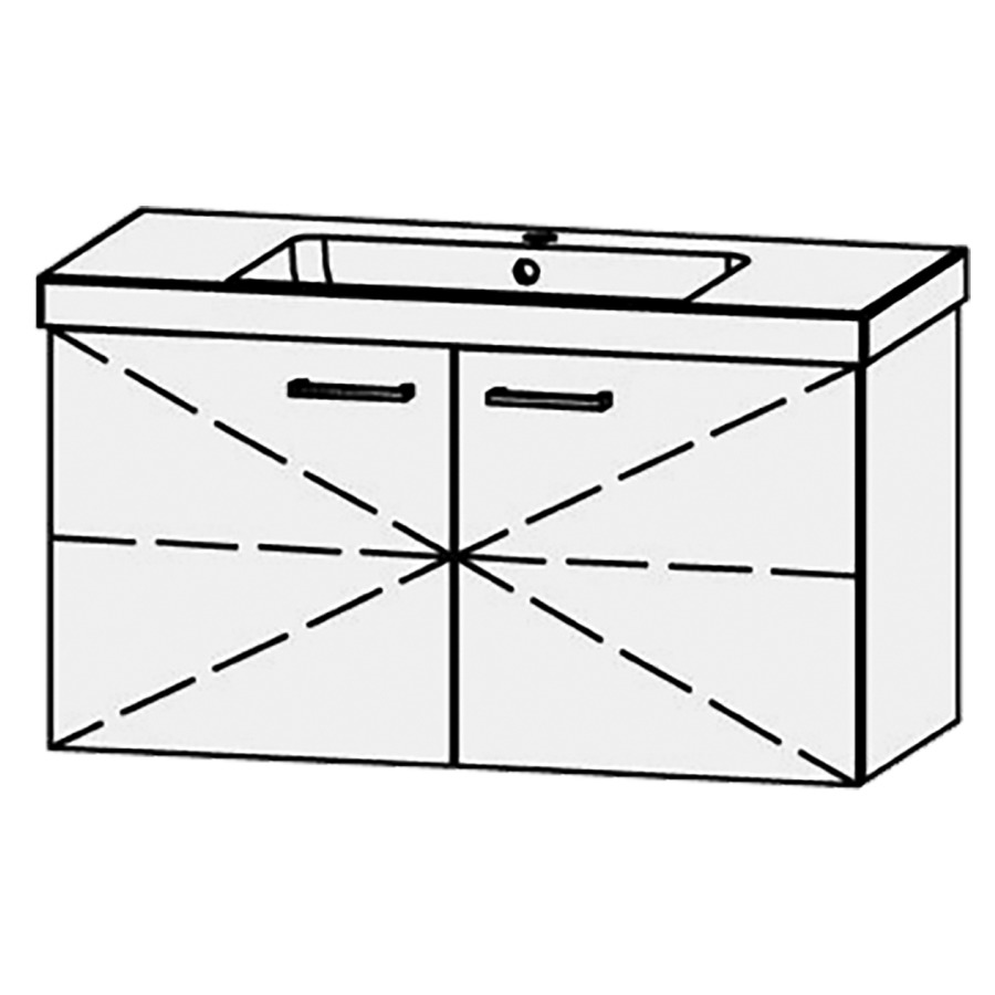 Élément inférieur  Procasa Uno 
98 x 50 x 44.8 cm
armoire de tablette, 2&nbsp;portes avec Blumotion
1&nbsp;tablette réglable
pour lavabo 291191