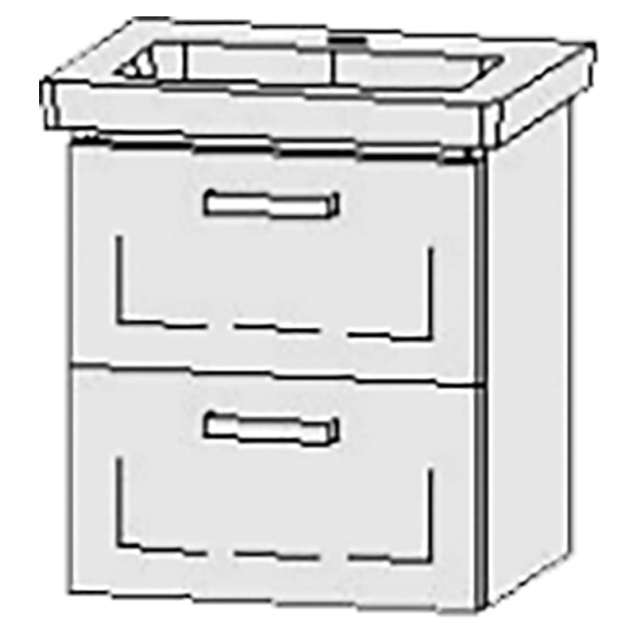 Élément inférieur  Vanity Subway 2.0
45 x 50 x 38.3 cm
élément de tiroir, 2&nbsp;tiroirs
avec Blumotion
1 cache-siphon
pour lavabo