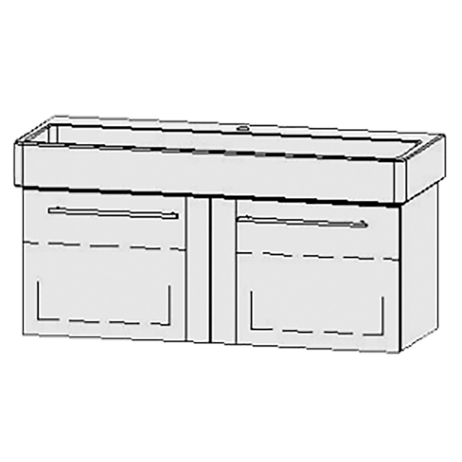 Élément inférieur  Vanity Vero/Vero Air Easy
116 x 45 x 45 cm
2&nbsp;éléments de tiroir, 1&nbsp;tiroir chacune
1&nbsp;tablette chacune
avec Blumotion
1 lavabo
niche pour le siphon