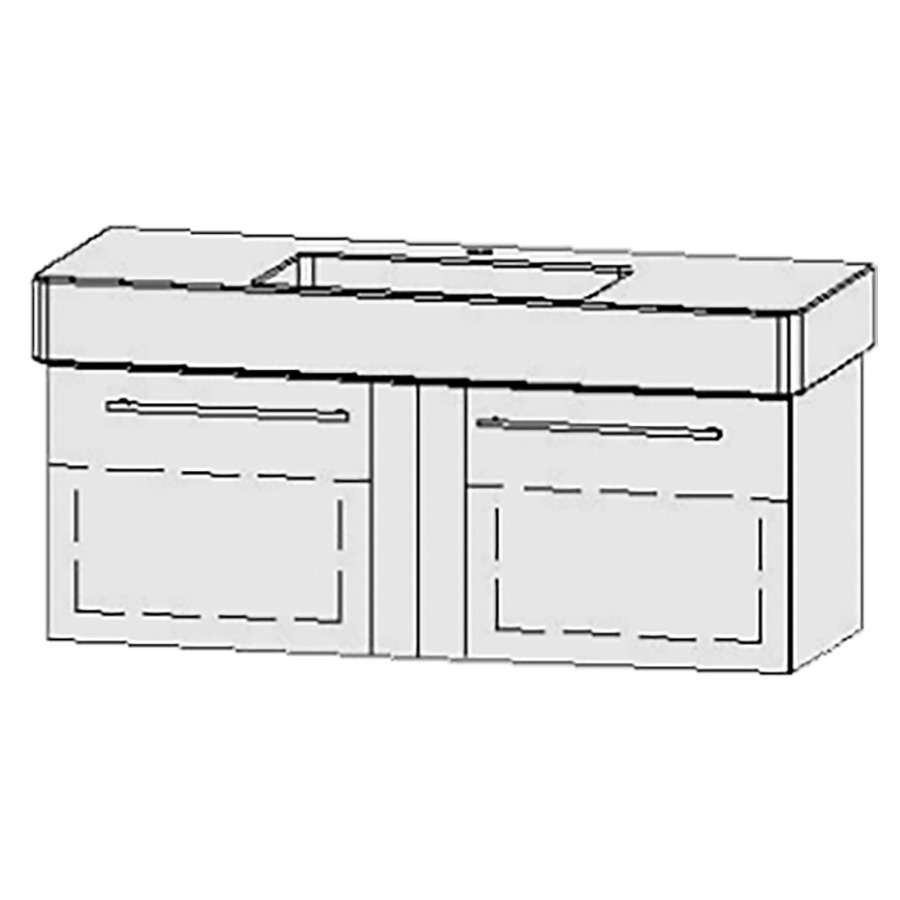 Élément inférieur  Vanity Vero Easy
121 x 45 x 46 cm
2&nbsp;éléments de tiroir, 1&nbsp;tiroir chacune
1&nbsp;tablette chacune
avec Blumotion
niche pour le siphon
pour lavabo