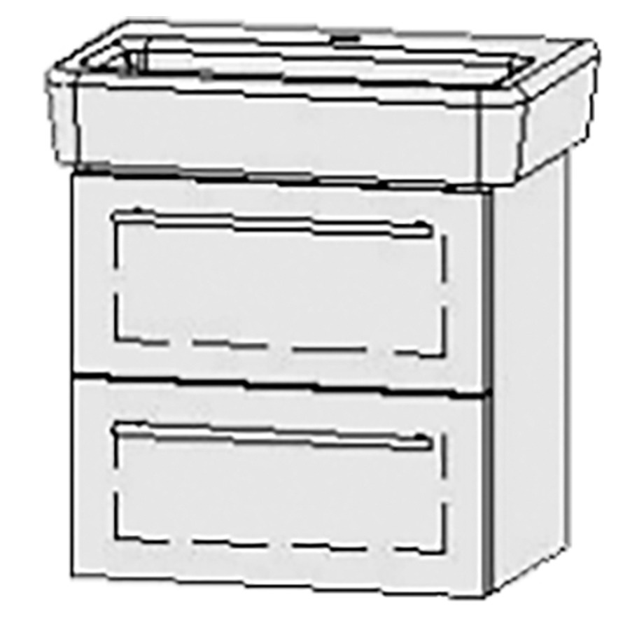 Élément inférieur  Vanity Pro S Compact
55 x 50 x 36.3 cm
élément de tiroir, 2&nbsp;tiroirs
avec Blumotion
pour lavabo
1 cache-siphon