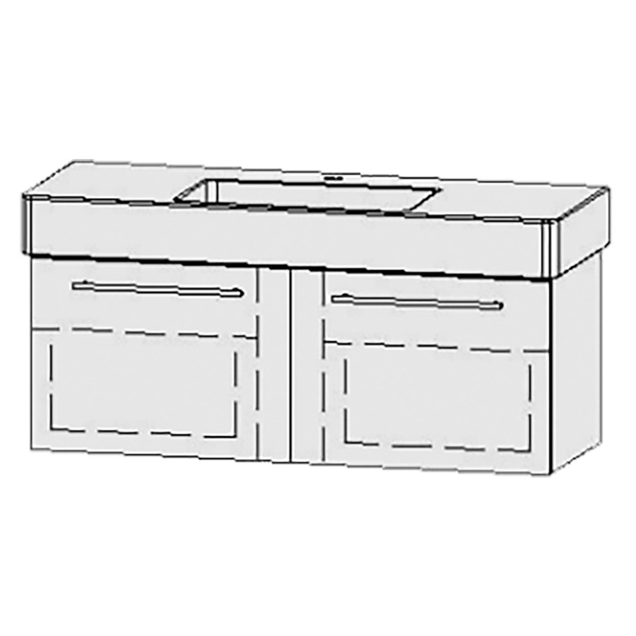 Élément inférieur
Vanity-Vero Easy 125
121 x 45 x 46 cm
2 éléments avec 1 tiroir
extrait complet avec Blumotion
niche pour le sifon
1 rayon réglable