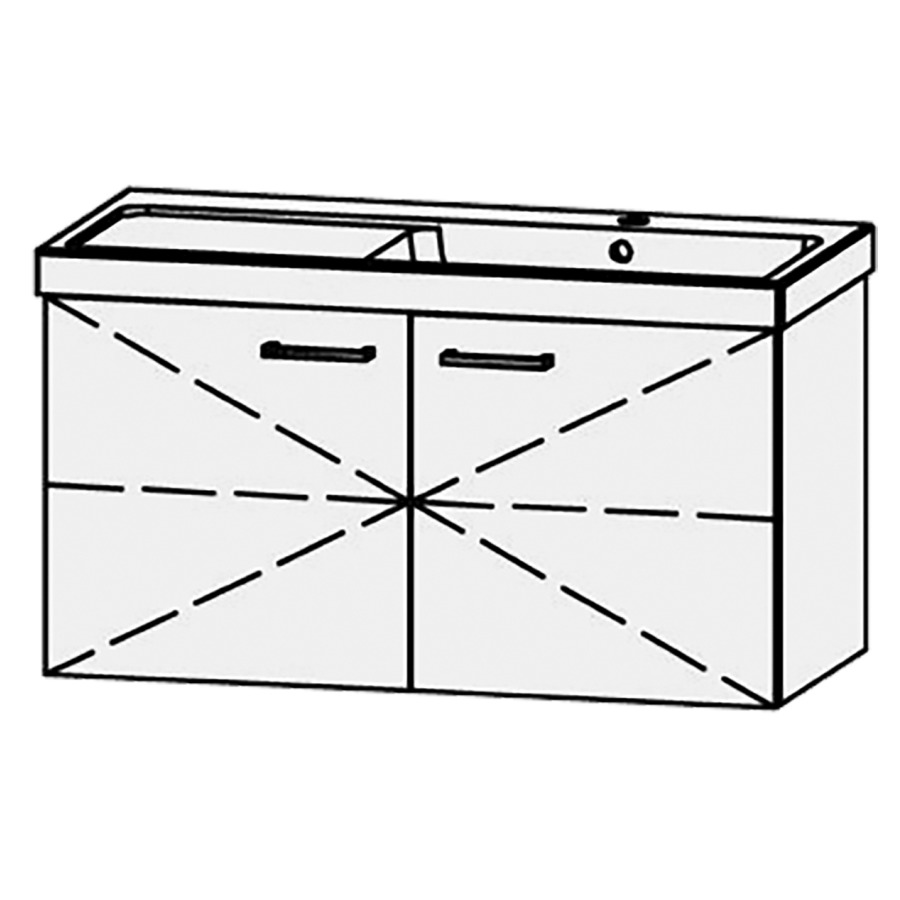 Élément inférieur  Procasa Uno 
98 x 50 x 44.8 cm
armoire de tablette, 2&nbsp;portes avec Blumotion
1&nbsp;tablette réglable
pour lavabo 291192, lavabo à droite