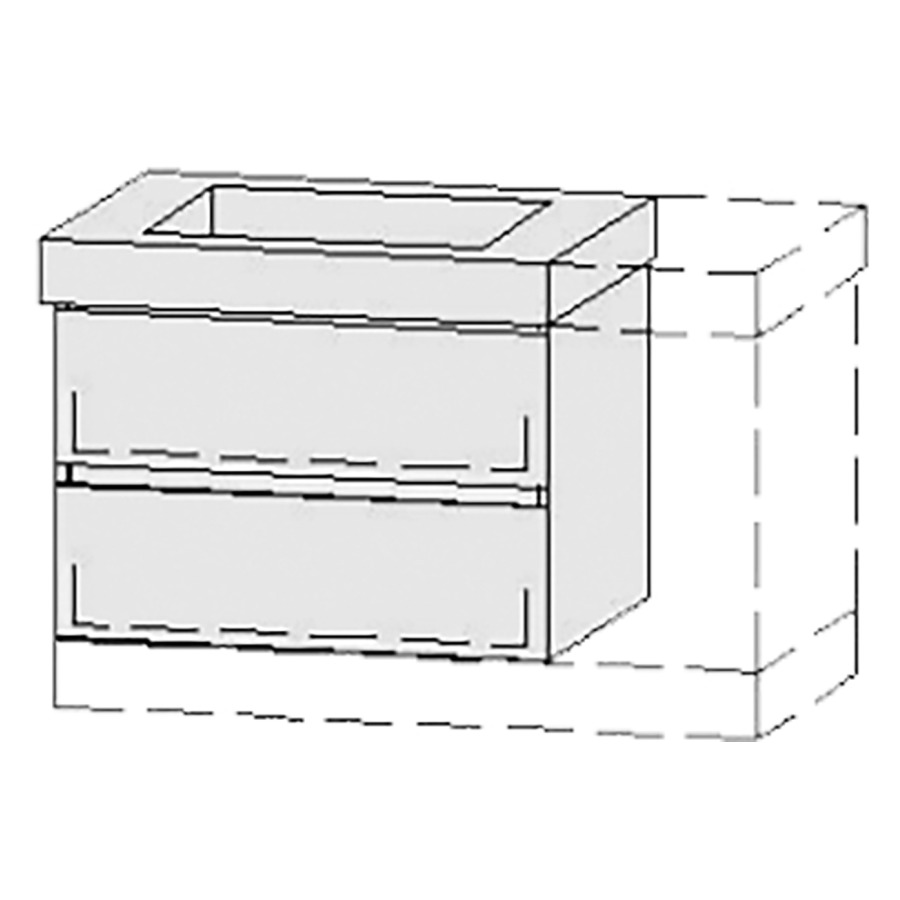 Élément inférieur  Vanity Keramik Line 
76-95 x 55 cm
élément de tiroir, 2&nbsp;tiroirs
avec fonction Blumotion, pour 1&nbsp;lavabo
1 cache-siphon