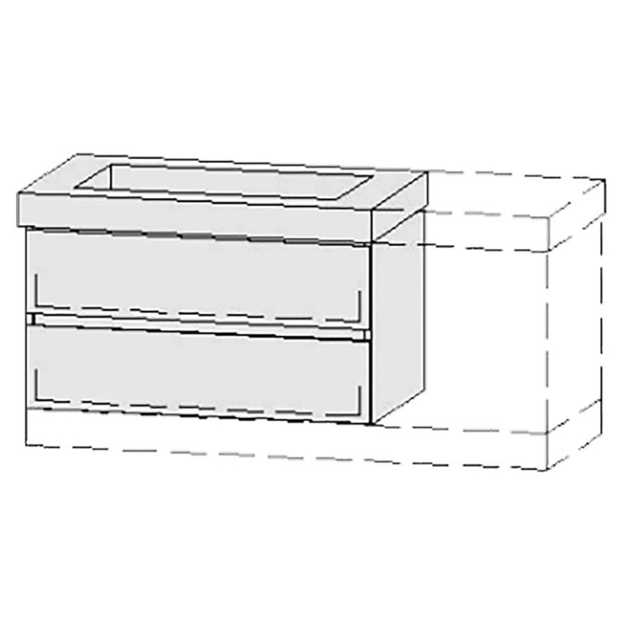 Élément inférieur  Vanity Keramik Line
96-131 x 55 cm
élément de tiroir, 2&nbsp;tiroirs
avec Blumotion
pour 1&nbsp;lavabo
1 cache-siphon
