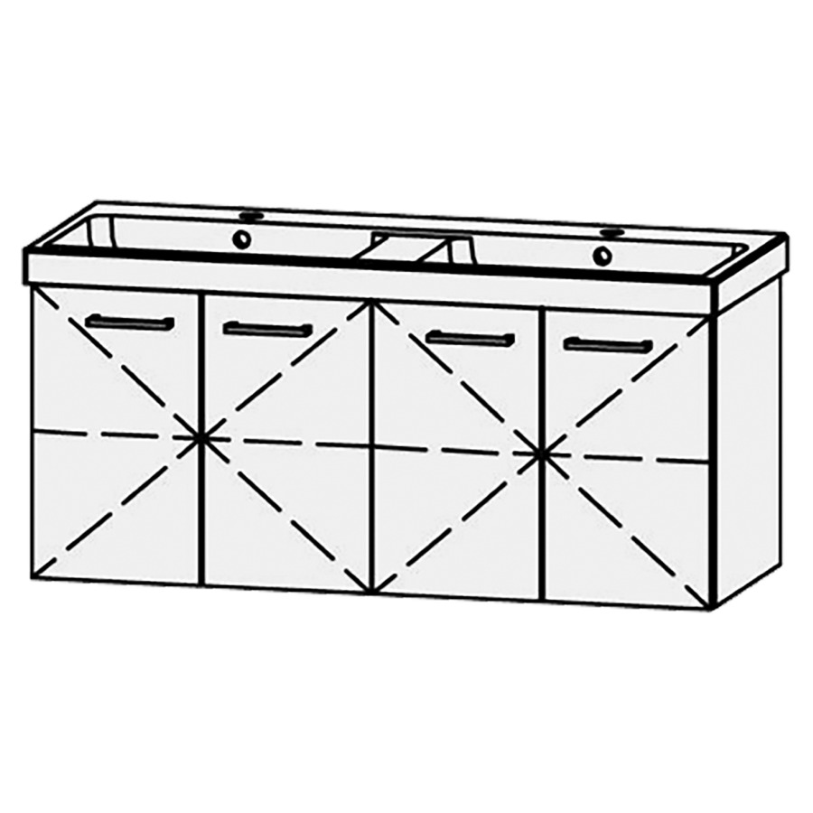 Élément inférieur  Procasa Uno 
118 x 50 x 44.8 cm
2&nbsp;armoires de tablette, 2&nbsp;portes chacune 
avec Blumotion, 1&nbsp;tablette chacune réglable
pour lavabo 291194