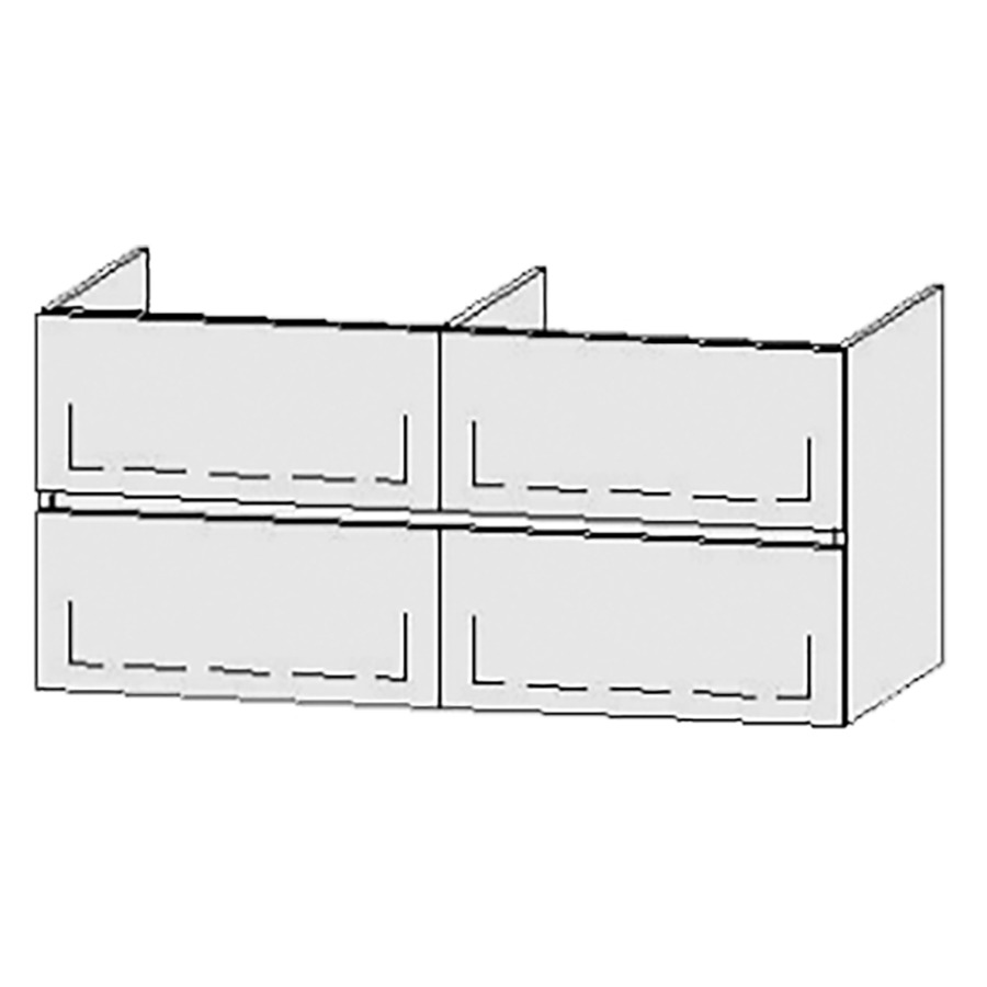 Élément inférieur  Vanity Bocco Line
120 x 55 x 55 cm
2&nbsp;éléments de tiroir, 2&nbsp;tiroirs chacune
avec Blumotion
2 caches-siphon