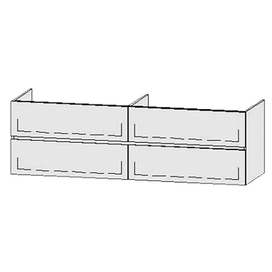 Élément inférieur  Vanity Bocco Line
180 x 55 x 55 cm
2&nbsp;éléments de tiroir, 2&nbsp;tiroirs chacune
avec Blumotion
2 caches-siphon