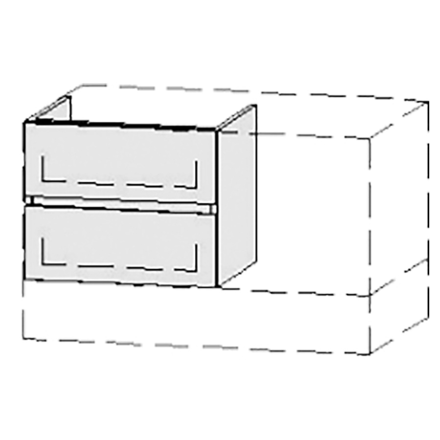 Élément inférieur  Vanity Bocco Line
50-90 x 33.5-55 x 40-55 cm
élément de tiroir, 2&nbsp;tiroirs
avec Blumotion
pour 2&nbsp;lavabos
2 caches-siphon