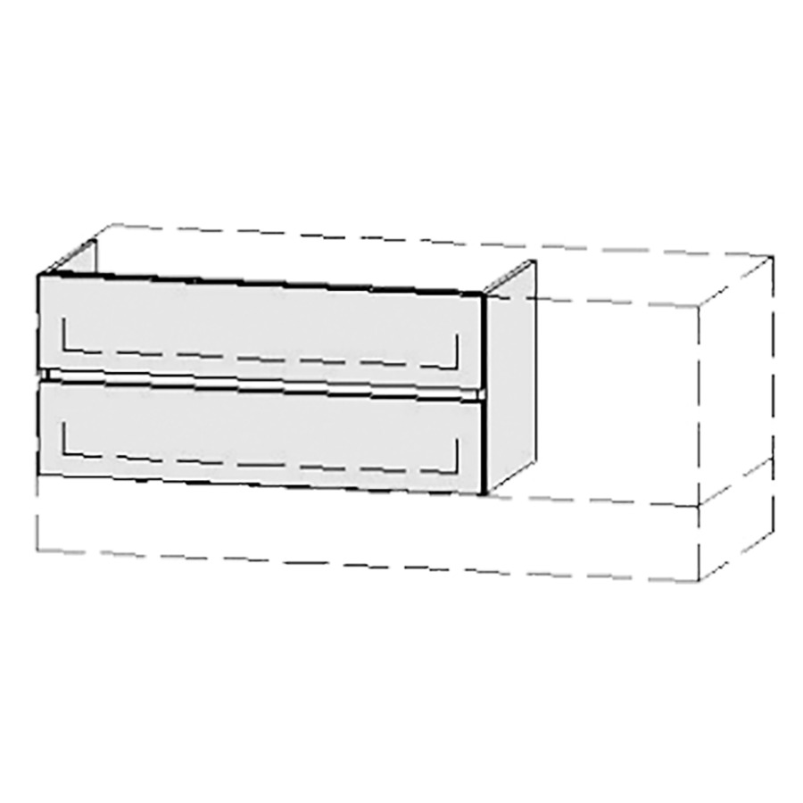 Élément inférieur  Vanity Bocco Line
91-130 x 33.5-55 x 40-55 cm
élément de tiroir, 2&nbsp;tiroirs
avec Blumotion
pour 2&nbsp;lavabos
2 caches-siphon