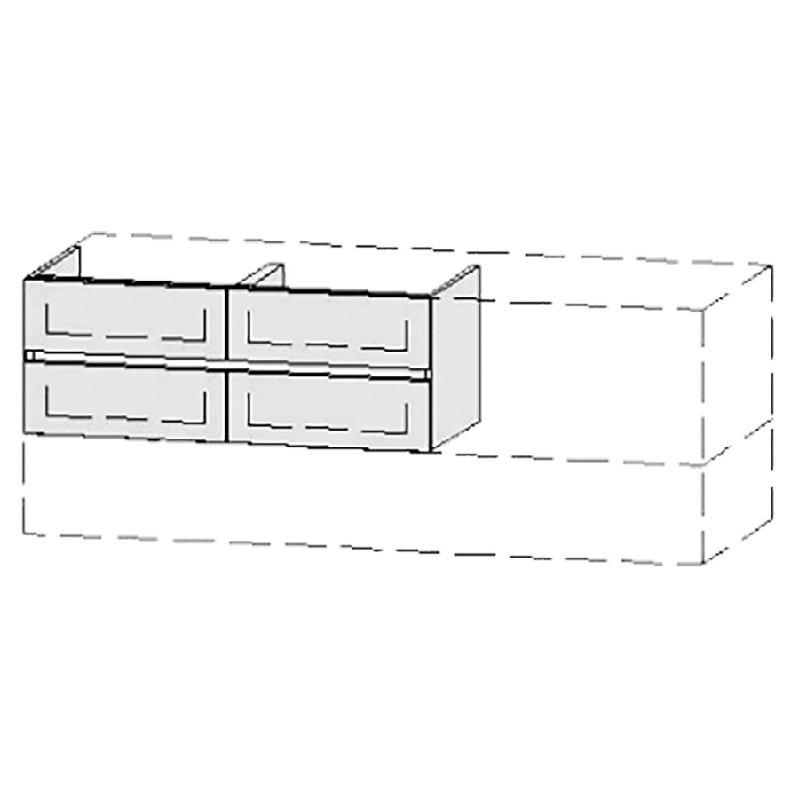 Élément inférieur  Vanity Bocco Line
90-150 x 45-55 x 40-55 cm
2&nbsp;éléments de tiroir, 2&nbsp;tiroirs chacune
avec Blumotion
pour 2&nbsp;lavabos
2 caches-siphon