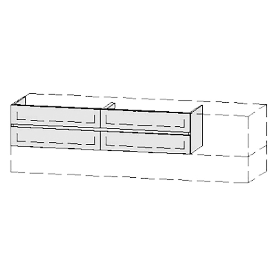 Élément inférieur  Vanity Bocco Line
151-200 x 45-55 x 40-55 cm
2&nbsp;éléments de tiroir, 2&nbsp;tiroirs chacune
avec Blumotion
pour 2&nbsp;lavabos
2 caches-siphon