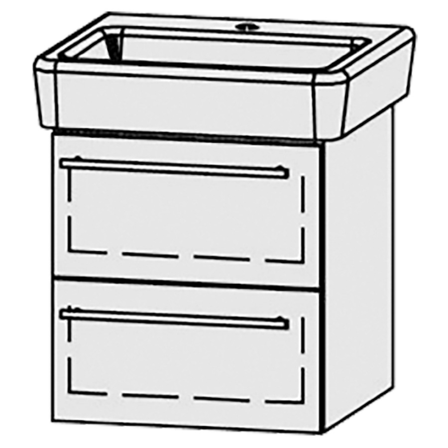 Élément inférieur  Vanity Pro S
50 x 50 x 45 cm
élément de tiroir, 2&nbsp;tiroirs
avec Blumotion
pour 1&nbsp;lavabo
1 cache-siphon