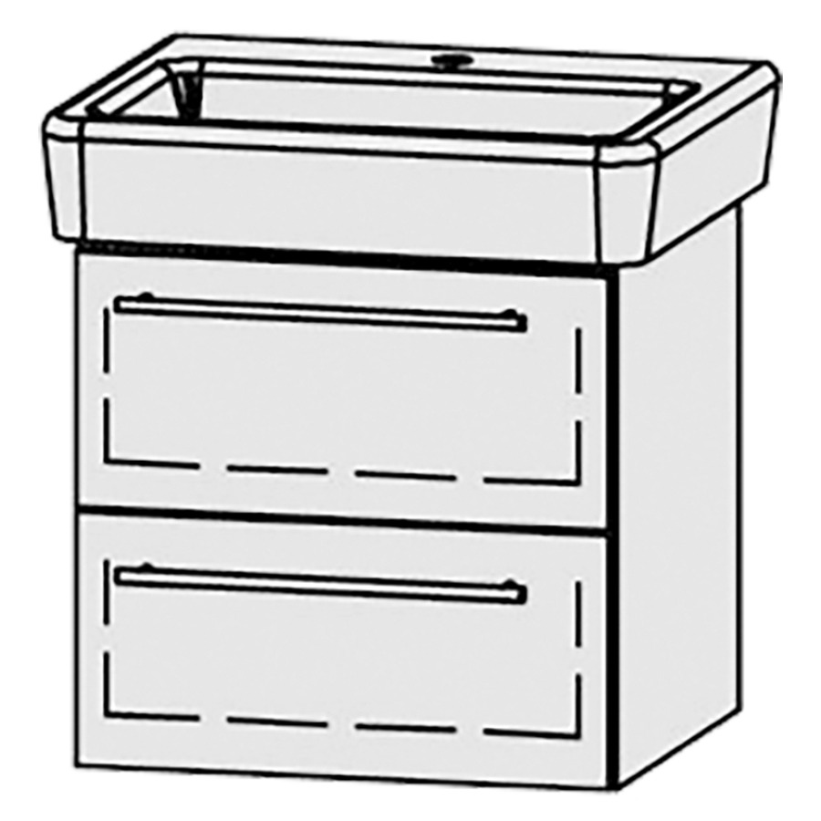 Élément inférieur  Vanity Pro S
55 x 50 x 45 cm
élément de tiroir, 2&nbsp;tiroirs
avec Blumotion
pour 1&nbsp;lavabo
1 cache-siphon