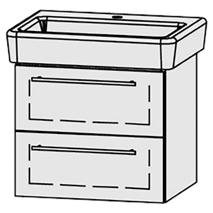 Élément inférieur  Vanity Pro S
60 x 50 x 45 cm
élément de tiroir, 2&nbsp;tiroirs
avec Blumotion
pour 1&nbsp;lavabo
1 cache-siphon