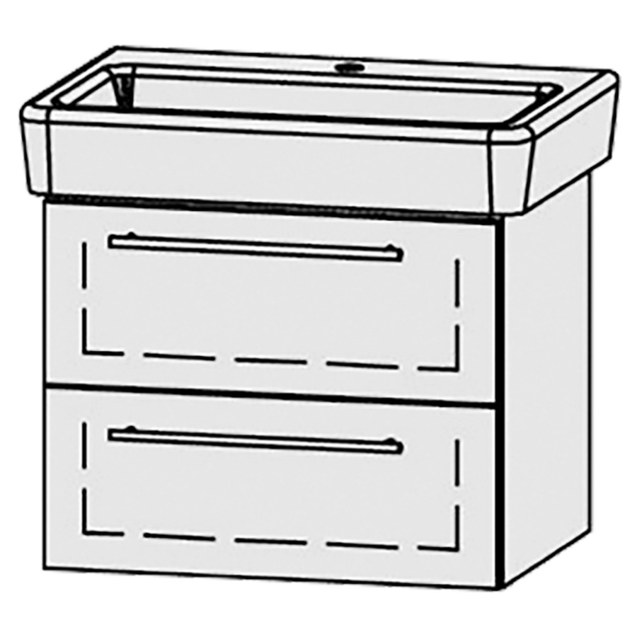 Élément inférieur  Vanity Pro S
65 x 50 x 45 cm
élément de tiroir, 2&nbsp;tiroirs
avec Blumotion
pour 1&nbsp;lavabo
1 cache-siphon