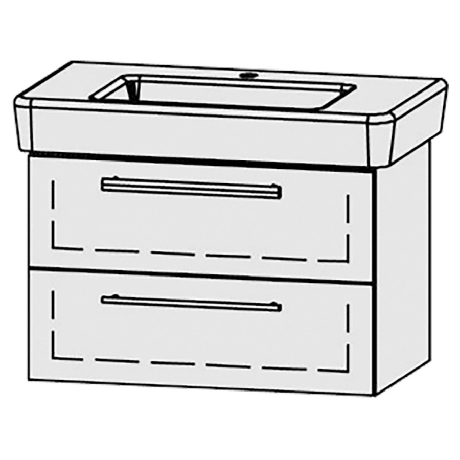 Élément inférieur  Vanity Pro S
80 x 50 x 45 cm
élément de tiroir, 2&nbsp;tiroirs
avec Blumotion
pour 1&nbsp;lavabo
1 cache-siphon