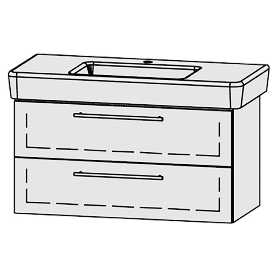 Élément inférieur  Vanity Pro S
100 x 50 x 45 cm
élément de tiroir, 2&nbsp;tiroirs
avec Blumotion
pour 1&nbsp;lavabo
1 cache-siphon