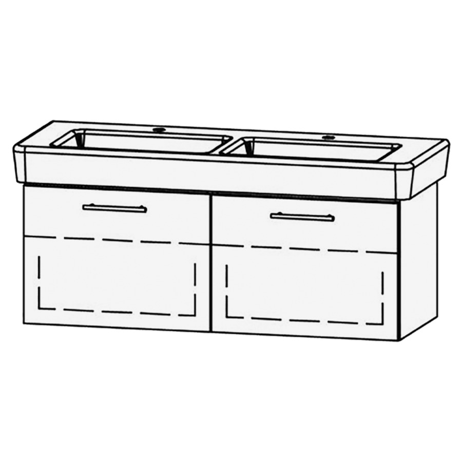 Élément inférieur  Vanity Pro S Easy
125.5 x 45 x 44.3 cm
2&nbsp;éléments de tiroir, 1&nbsp;tiroir chacune
1&nbsp;tablette chacune
avec Blumotion
sans cache-siphon
pour lavabo double