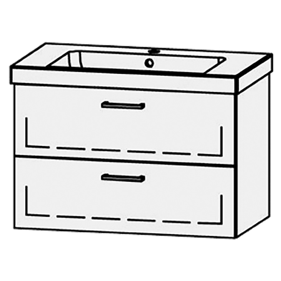 Élément inférieur  Procasa Uno
78 x 50 x 44.8 cm
élément de tiroir, 2&nbsp;tiroirs
extrait complet avec Blumotion
1 cache-siphon
pour lavabo 291190