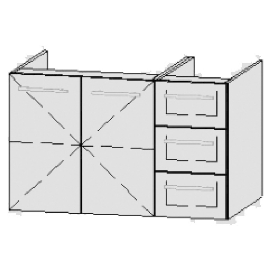 Élément inférieur
Vanity-Bocco
90 x 55 x 55 cm
élément avec 2 portes
portes avec Blumotion
avec 1 rayon réglable
élément avec 3 tiroirs
à extrait complet avec Blumoti