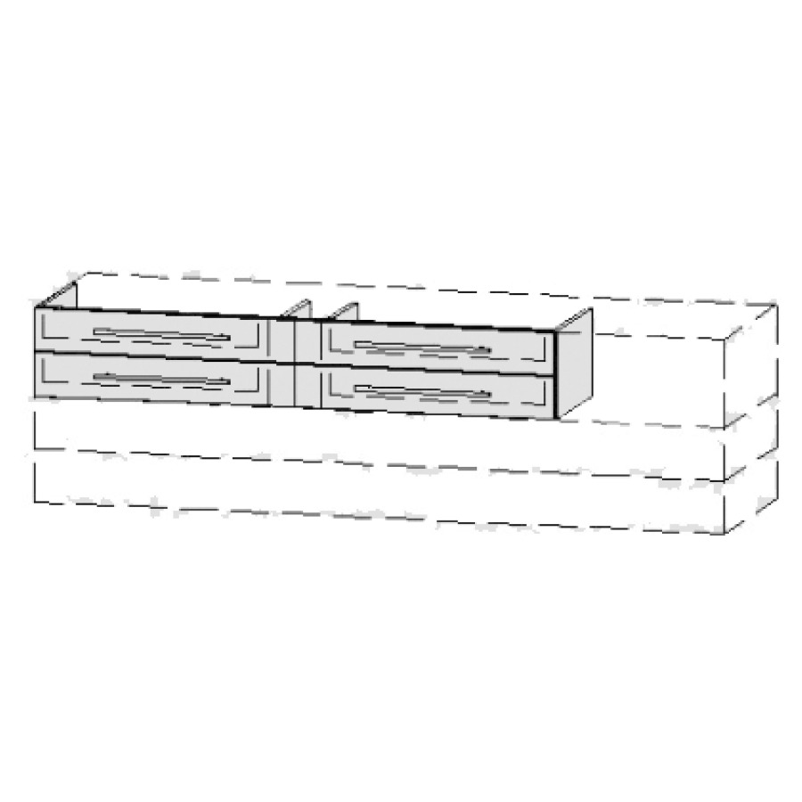 Élément inférieur  Vanity Bocco
151-200 x 35-55 x 40-55 cm
2&nbsp;éléments de tiroir, 2&nbsp;tiroirs chacune
avec Blumotion
niche pour le siphon