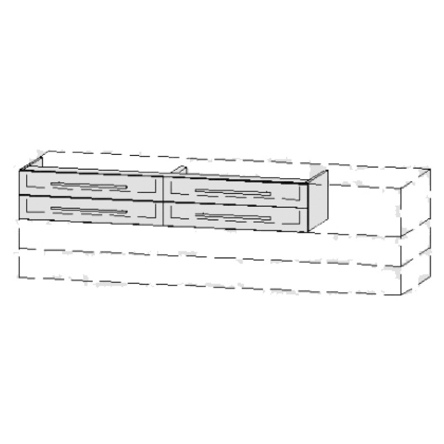 Élément inférieur  Vanity Bocco
151-200 x 45-55 x 40-55 cm
2&nbsp;éléments de tiroir, 2&nbsp;tiroirs chacune
avec Blumotion
2 caches-siphon