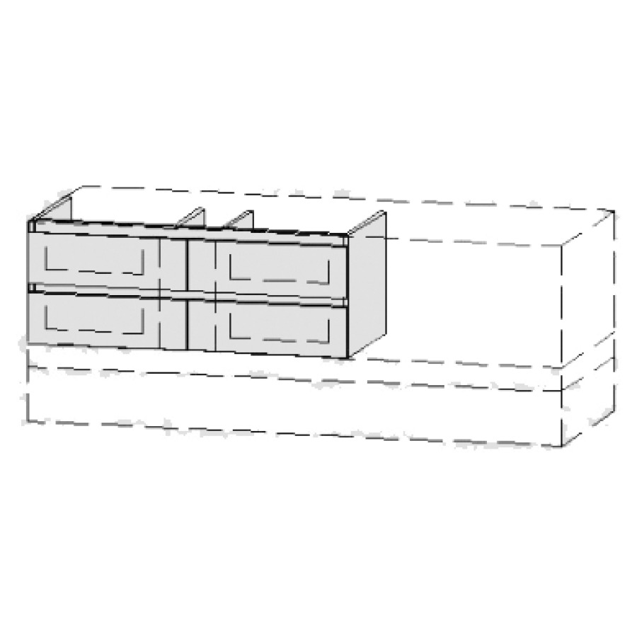 Élément inférieur  Vanity Bocco Style
90-150 x 33.5-55 x 40-55 cm
2&nbsp;éléments de tiroir, 2&nbsp;tiroirs chacune
avec Blumotion
niche pour le siphon