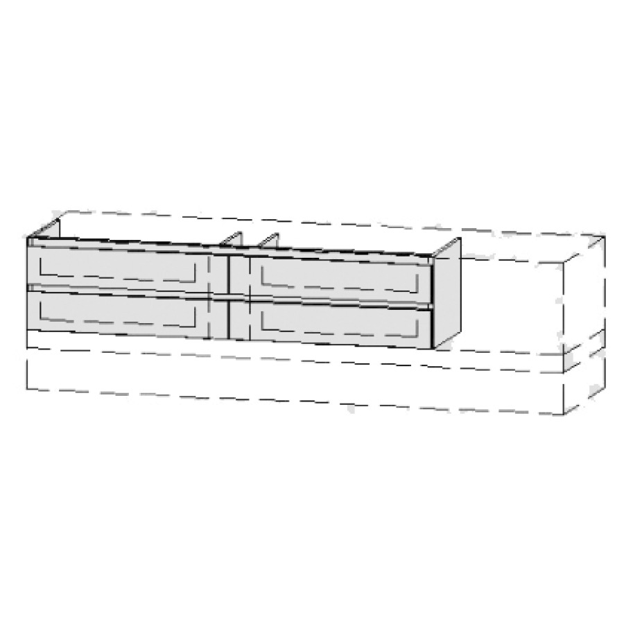 Élément inférieur  Vanity Bocco Style
151-200 x 33.5-55 x 40-55 cm
2&nbsp;éléments de tiroir, 2&nbsp;tiroirs chacune
avec Blumotion
niche pour le siphon