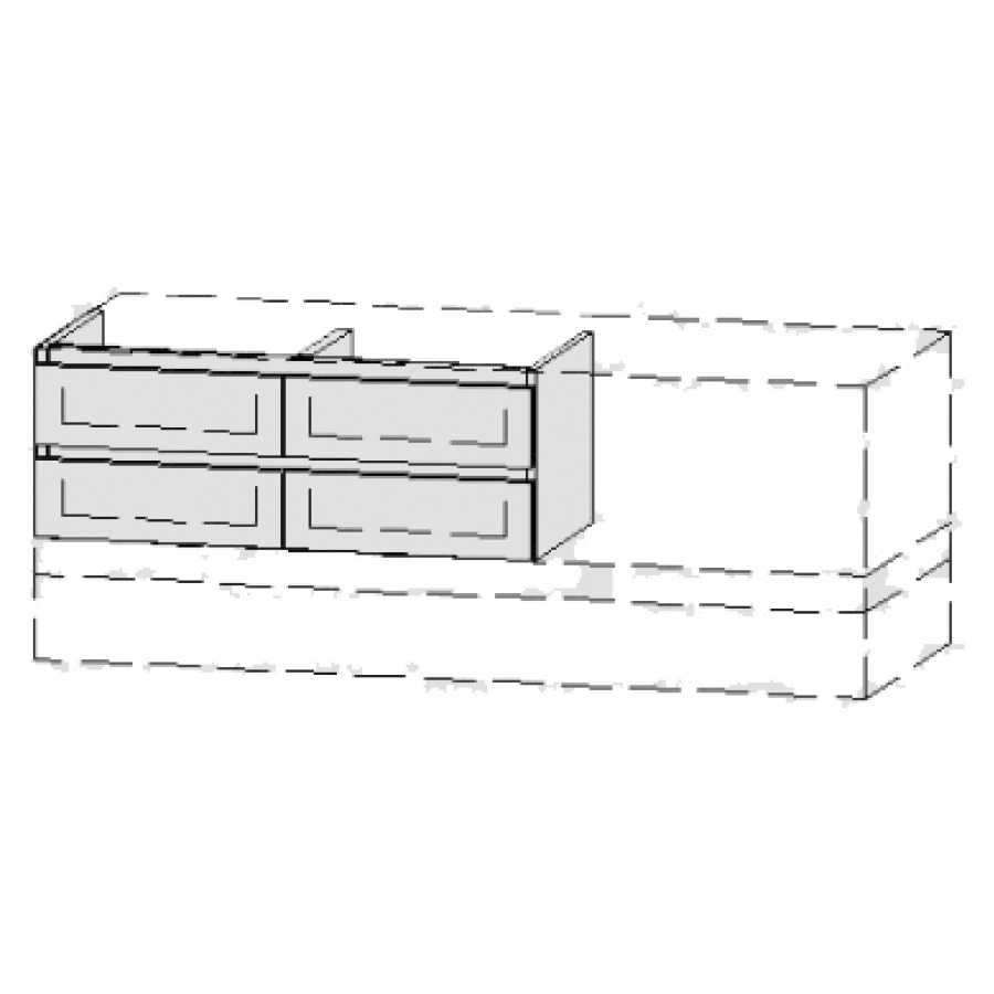 Élément inférieur  Vanity Bocco Style
90-150 x 45-55 x 40-55 cm
2&nbsp;éléments de tiroir, 2&nbsp;tiroirs chacune
avec Blumotion
2 caches-siphon